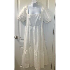 Astr Dress Womens L Midi Smocked Lined Warm White